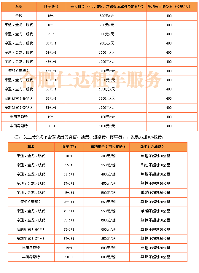 合肥旅游大巴價格